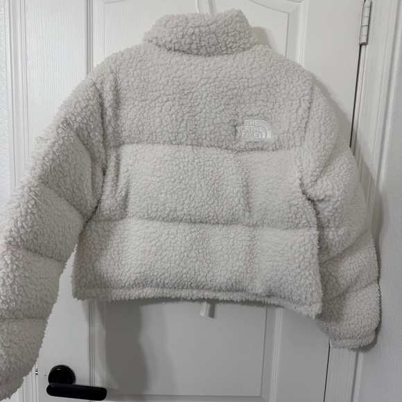 North Face White Nuptse Down Teddy Puffer Jacket Size L - Picture 7 of 10